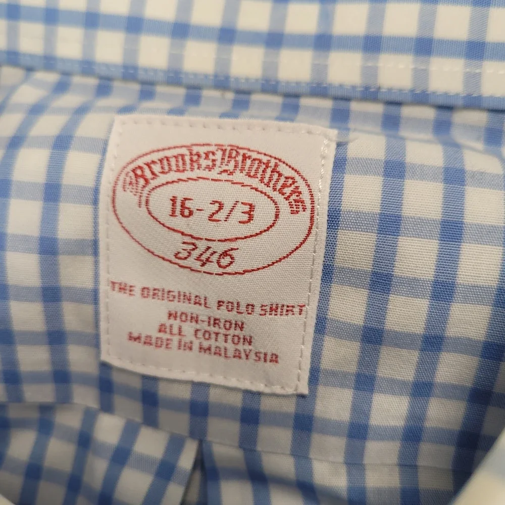 Brooks Brothers‎ Mens Non Iron Gingham Check Button Down Shirt 16 2/3